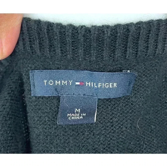 VTG Tommy Hilfiger Knitted Argyle Crewneck Sweater MEDIUM Side Button 90's Y2K - Picture 3 of 13